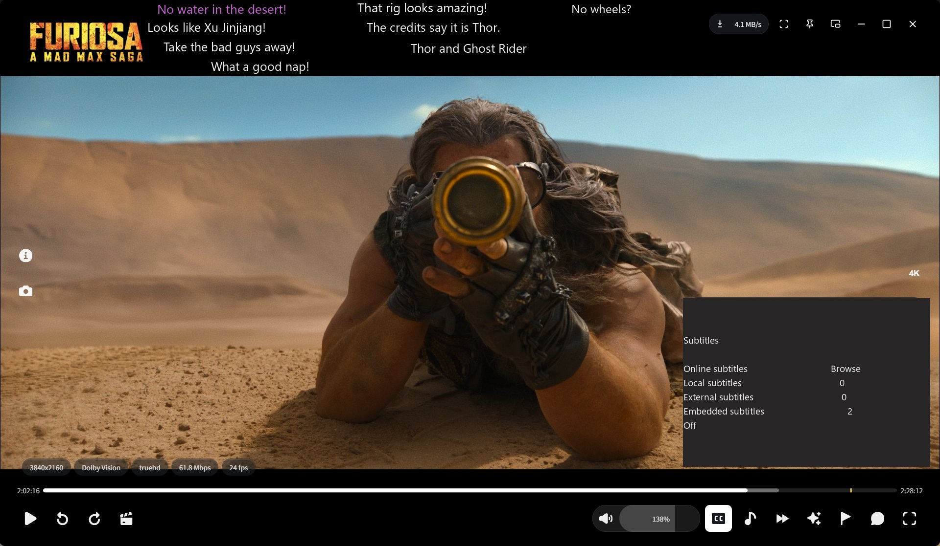 Subtitle menu